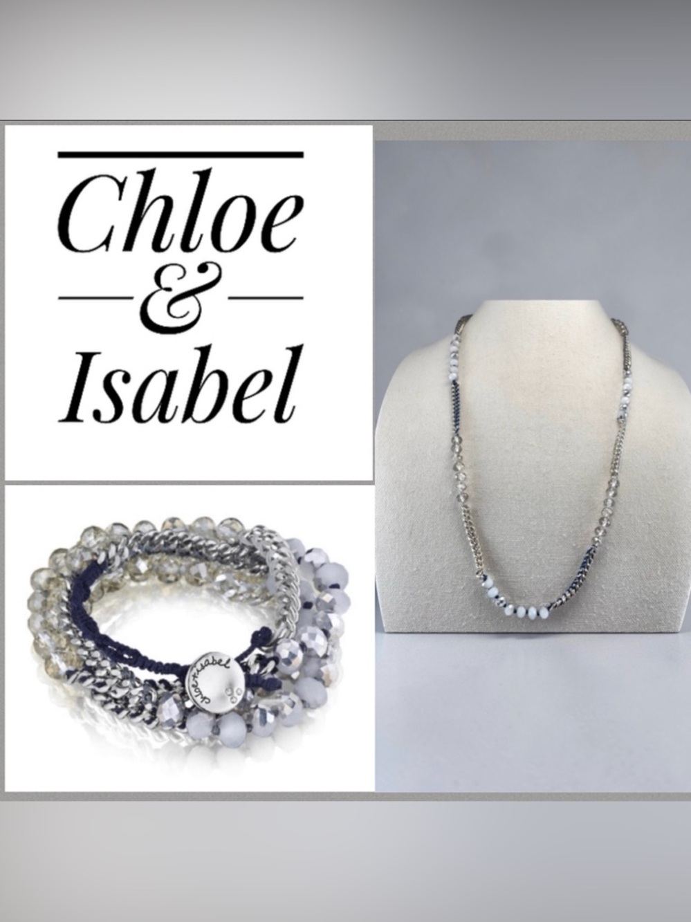 Chloe+Isabelle-Blue Cord, Faceted 4 X Wrap Bracelet or 29 1/2” Necklace, NWOT